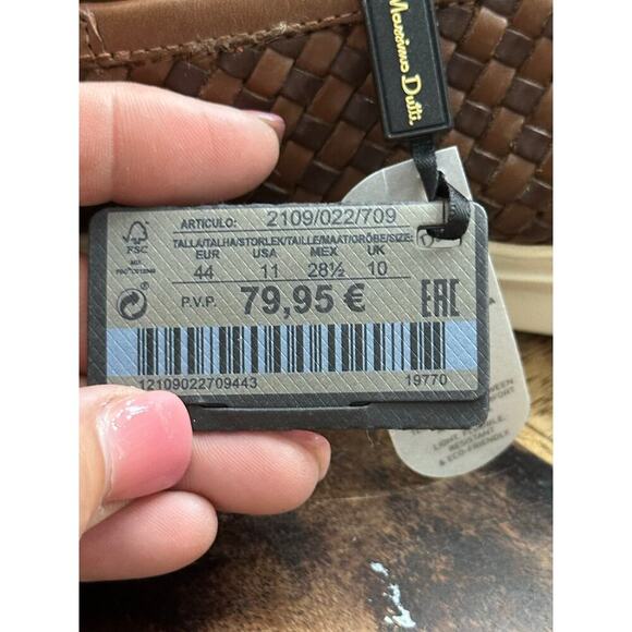 NWT Massimo Dutti Men's Brown Braided Leather Slip On Sneakers Size 11 - Picture 5 of 8